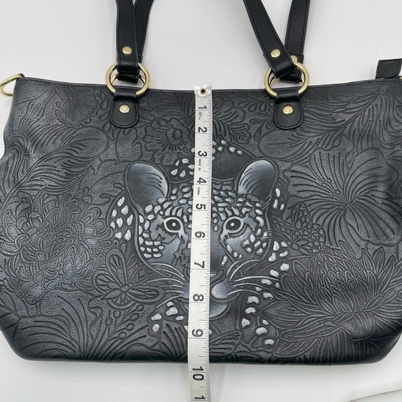 Anuschka Tooled Leather Crossbody Bag Adjustable Strap Cleopatra's Leopard Tote - Picture 13 of 15